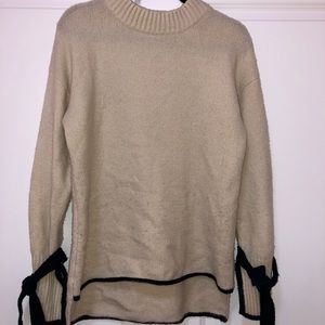 Cream Sweater with Knot Sleeves